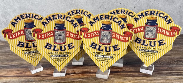 American Blue Laundry Soap Fan Pulls Signs