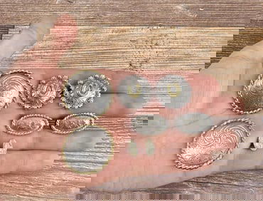 Group Of Sterling Conchos & Halter Trim