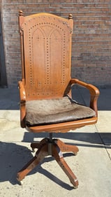 Antique Eastlake High Back Swivel Office Chair