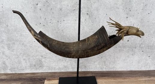 Vietnam Carved Water Buffalo Horn