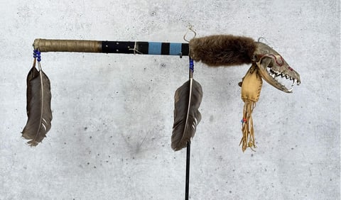Native American Indian Fox Skull Medicine Stick