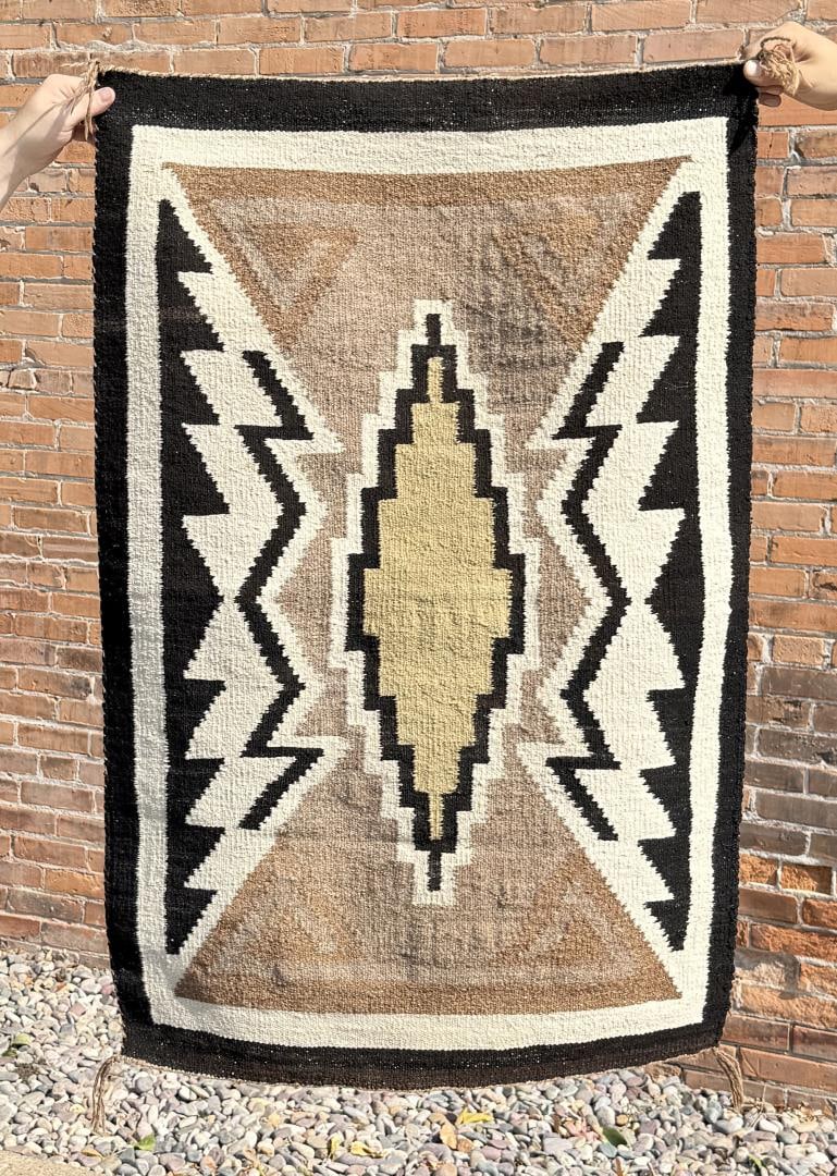Navajo Indian Two Grey Hills Rug: Nice older rug. 41" by 28".