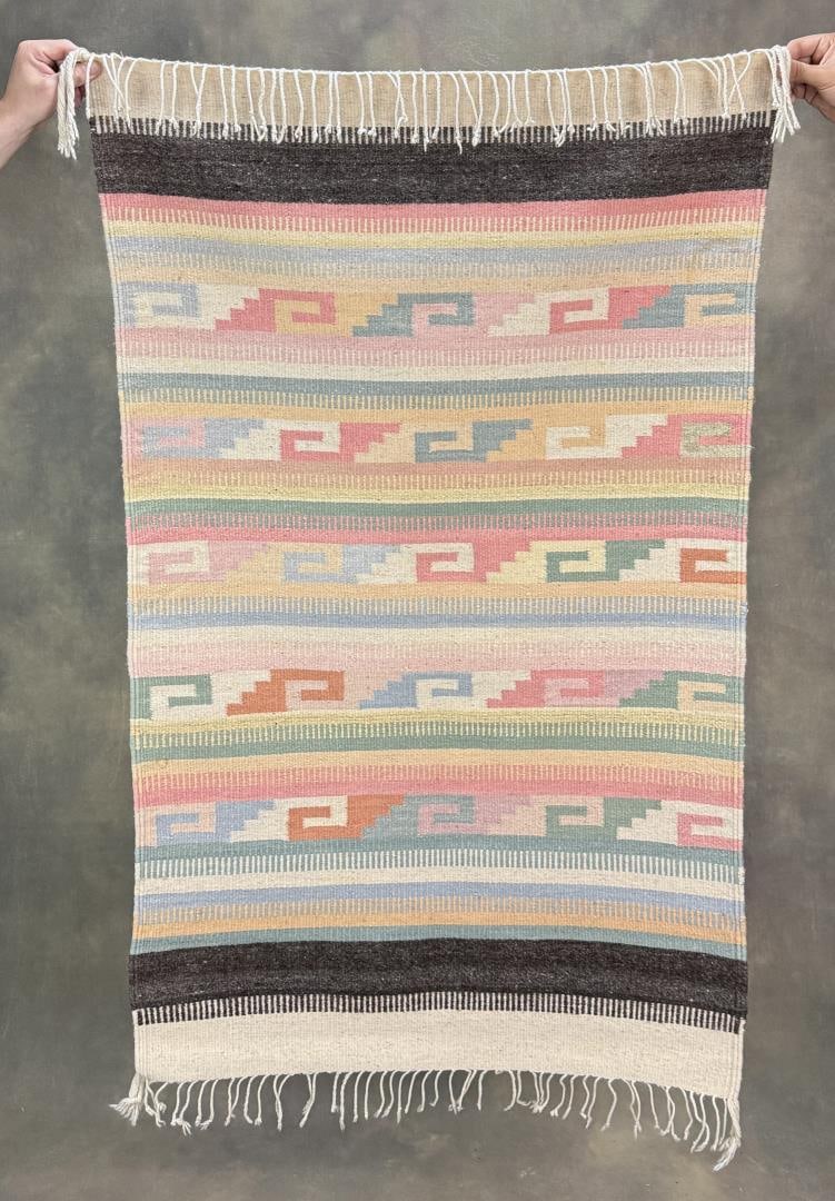 Mexican Southwest Indian Pattern Rug: 30 1/8" by 49 3/4".