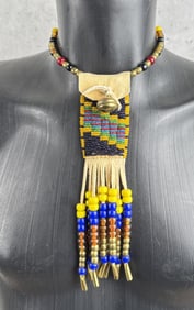 Beaded Native American Medicine Pouch Choker