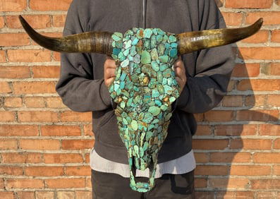 Navajo Indian Turquoise Encrusted Steer Skull