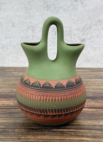 AB Navajo Pottery Sgraffito Wedding Vase