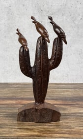 Mexican Ironwood Quail On Cactus