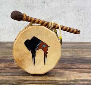 Trout Taos Pueblo Native American Rawhide Drum