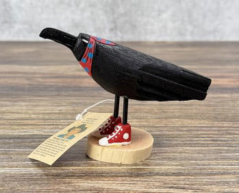 Chandler Begaye Navajo Folk Art Wood Carving Raven