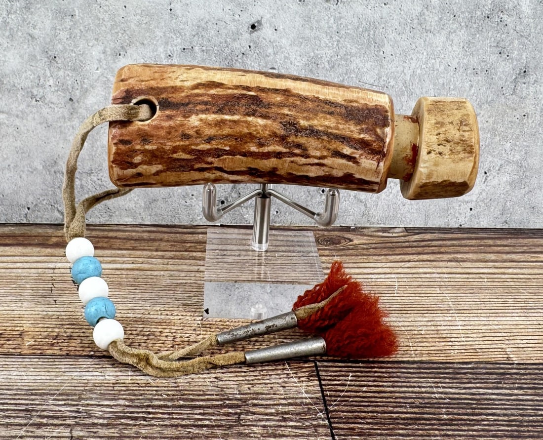 Native American Indian Elk Horn Needle Case: 5" long. Mid 20th Century.