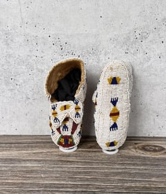 Cheyenne Indian Ceremonial Fully Beaded Moccasins