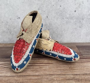 Lakota Sioux Indian Beaded and Quilled Moccasins