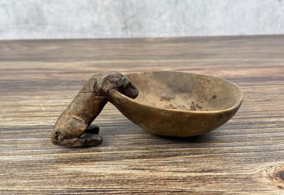Woodlands Indian Dog Fetish Burl Canoe Cup