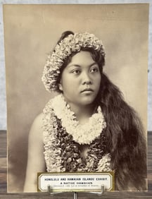 Nude Hawaiian Native Hula Girl Cabinet Photo