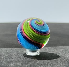 Sam Hogue Opaque Lutz Art Glass Marble
