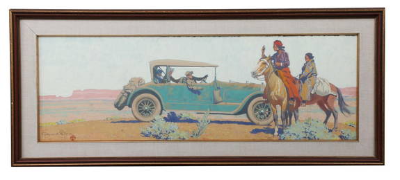 Maynard Dixon Past Meets Present Gouache Painting