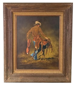 James Reid Cowboy with Saddle Painting
