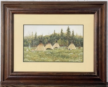 Dustin Lyon Indian Camp Gouache Painting