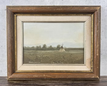 Thomas de Decker Oil on Board Indian Camp Painting