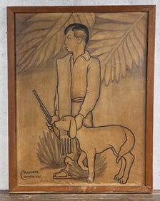 Ramon Contreras Hunting Dog Painting