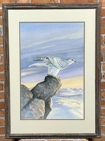 Ron Jenkins Gyr Falcon Gouache Painting