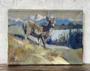 Sheryl Bodily Deer Oil on Canvas Painting