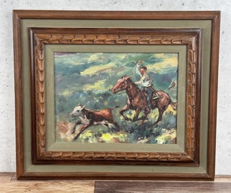 Sheryl Bodily Roping Oil on Canvas Painting