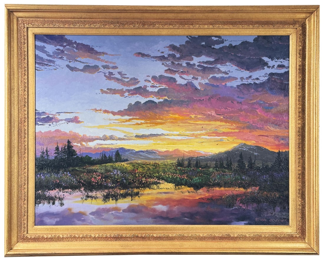 Thomas de Decker Serene and Peaceful Painting: Title is Serene and Peaceful. 30" by 40" unframed. 39" by 48 1/2" framed. Oil on Board. Thomas A. de Decker (Born 1951) is active/lives in Arizona, Wyoming, Colorado, Wisconsin. Thomas de Decker is kn