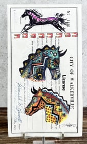 Gordon Henry Rocky Boy Cree Ledger Art Painting