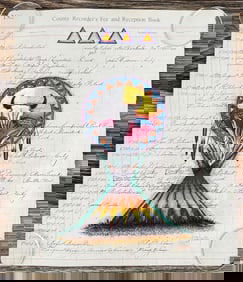 Gordon Henry Rocky Boy Cree Ledger Art Painting