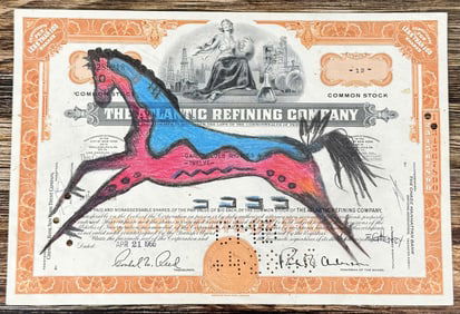Gordon Henry Rocky Boy Cree Ledger Art Painting
