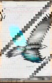 Gordon Henry Rocky Boy Cree Ledger Art Painting