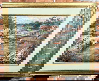 Edgar Starr Mexican Village Watercolor Painting