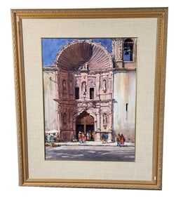 Thomas Hill La Iglesia de la Salud Watercolor