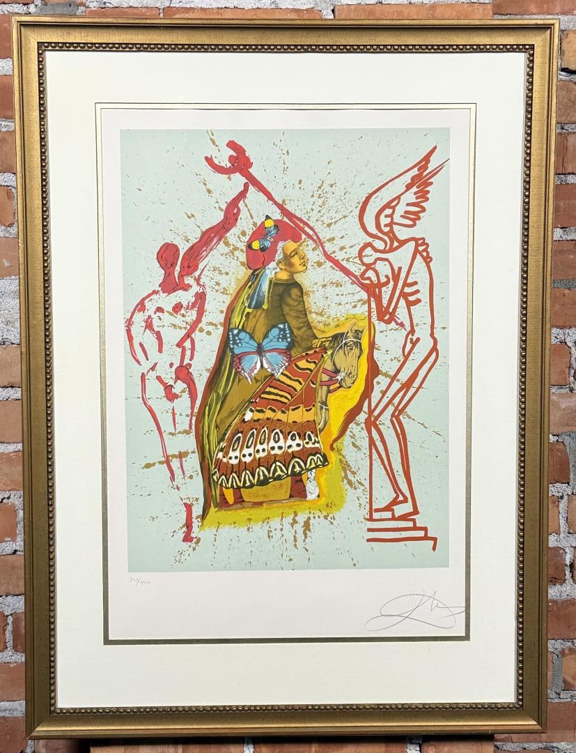 Salvador Dali Pilgrims Journey Signed Lithograph: Collectors Guild Edition, Sienna Studio 1978, 301/400. 27 1/2" by 37" framed. From the Private Collection of James H and Pauline Harken. Inventory #914