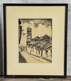 A Andia Sucre Bolivia Pen and Ink Drawing