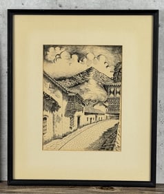 A Andia Sucre Bolivia Pen and Ink Drawing