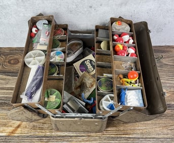 Vintage Fishing Tackle Box and Contents