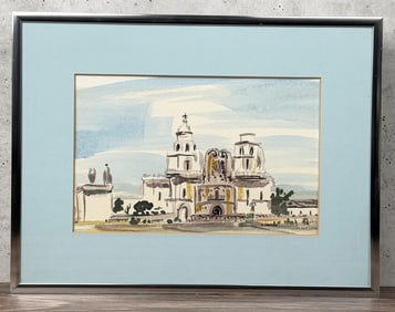 Mission San Xavier del Bac Watercolor Painting