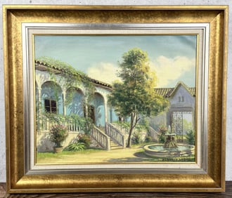 Alberto Lobos Chilean Courtyard Painting