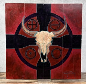 Greg Erway Skull with Symbols Painting