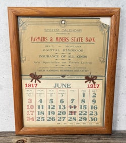 1917 Belt Montana Farmers Miners Bank Calendar