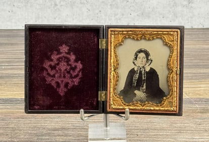 Antique Ambrotype Photo Woman in Bonnet