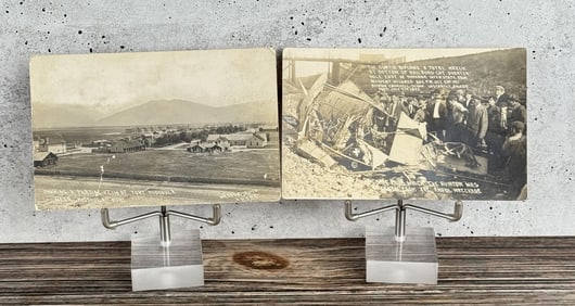 Fort Missoula Curtis Biplane Wreck RPPC Postcards