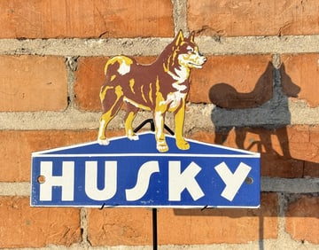 Porcelain Husky Oil Dog Sign