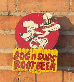 Porcelain Dog N Suds Root Beer Sign