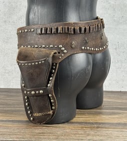 Antique Leather Cowboy Gunfighter Gun Belt Rig