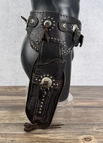 Antique Leather Cowboy Gunfighter Gun Belt Rig