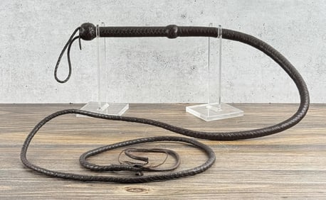 Ardour Crafts Brown Braided Leather Bullwhip