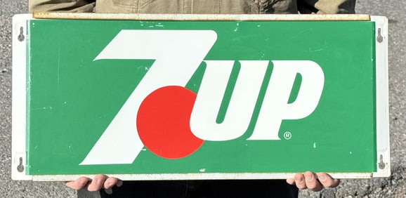 7 Up Metal Cooler Display Sign